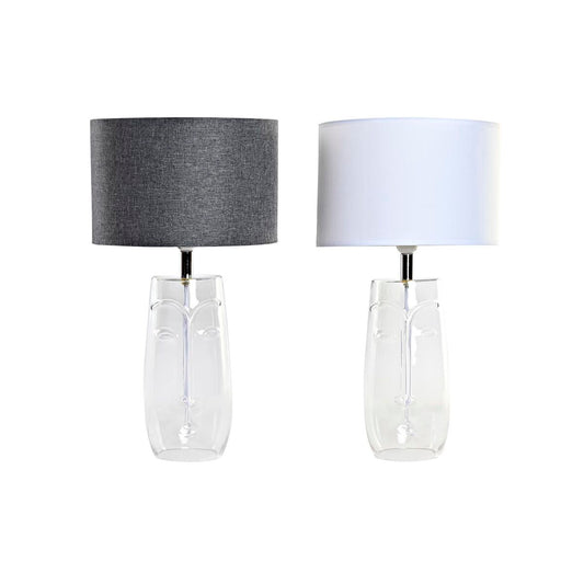 Lámpara de mesa DKD Home Decor Cara Transparente Blanco Gris claro Moderno (2 Unidades) (30 x 30 x 54 cm)