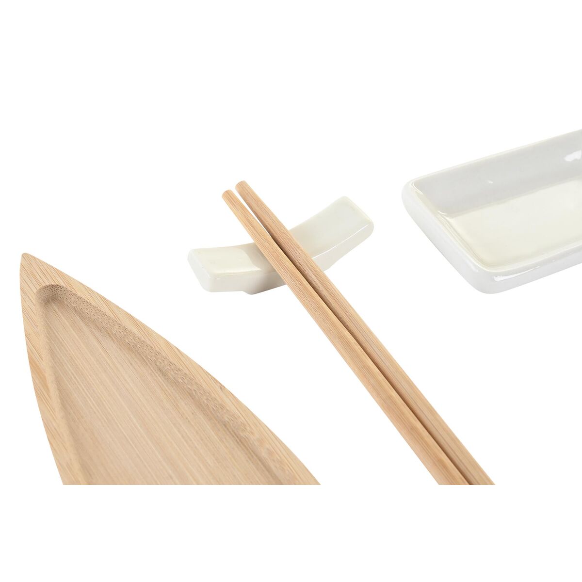 Set de Sushi DKD Home Decor Cerámica Natural Blanco Bambú Oriental