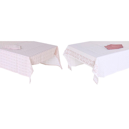 Mantel y servilletas DKD Home Decor Rosa Blanco (150 x 250 x 0,5 cm) (2 Unidades)