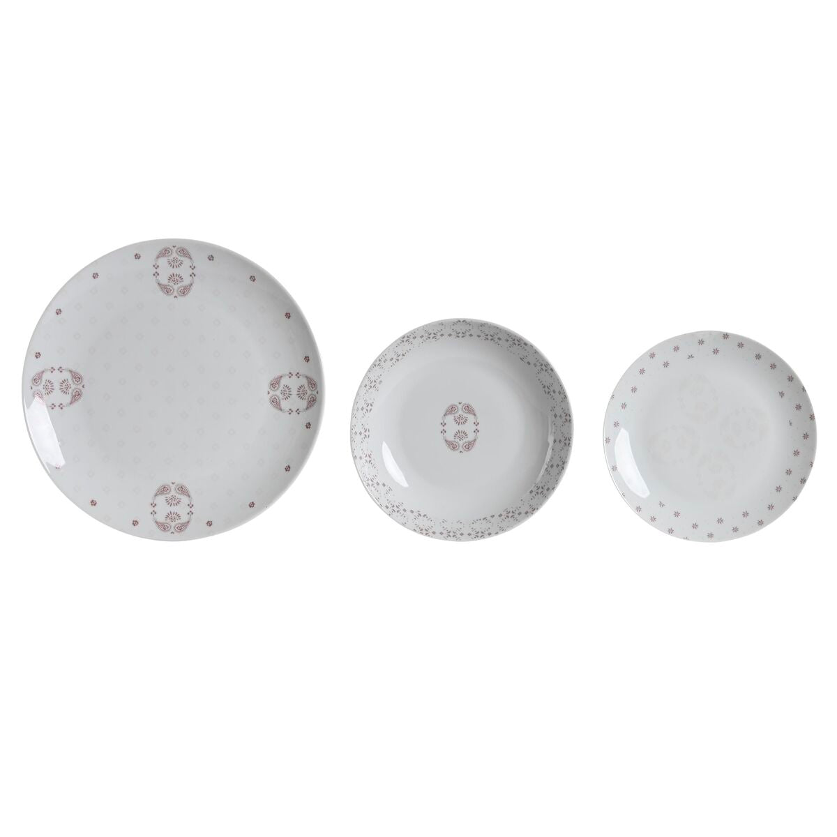 Set de Vajilla DKD Home Decor Porcelana Rosa Blanco 27 x 27 x 3 cm 18 Piezas
