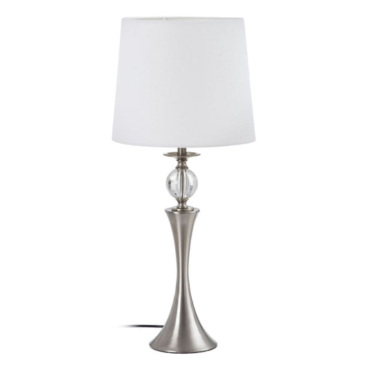 Lámpara de mesa 30 x 30 x 67 cm Tejido Sintético Metal Plata