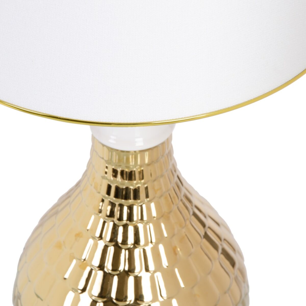 Lámpara de mesa 34 x 34 x 51 cm Cerámica Dorado Blanco