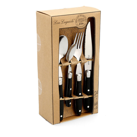 Lou Laguiole Comptoir Cutlery Set Black Metal 24 Pieces