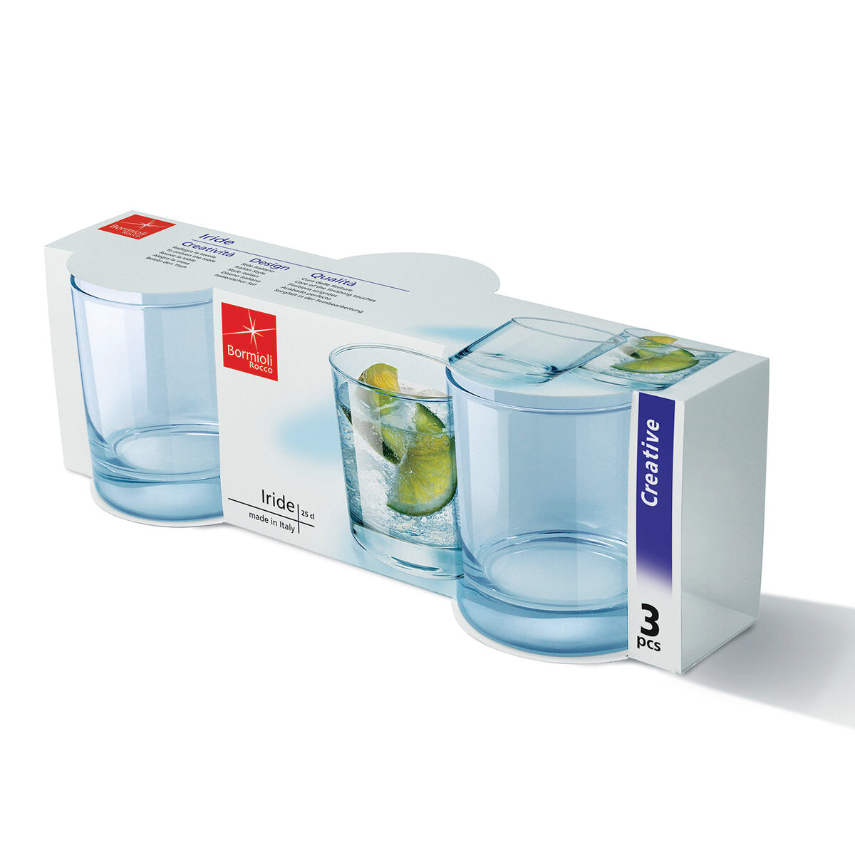 Set of Glasses Bormioli Rocco Iride Blue 3 Units Glass 255 ml