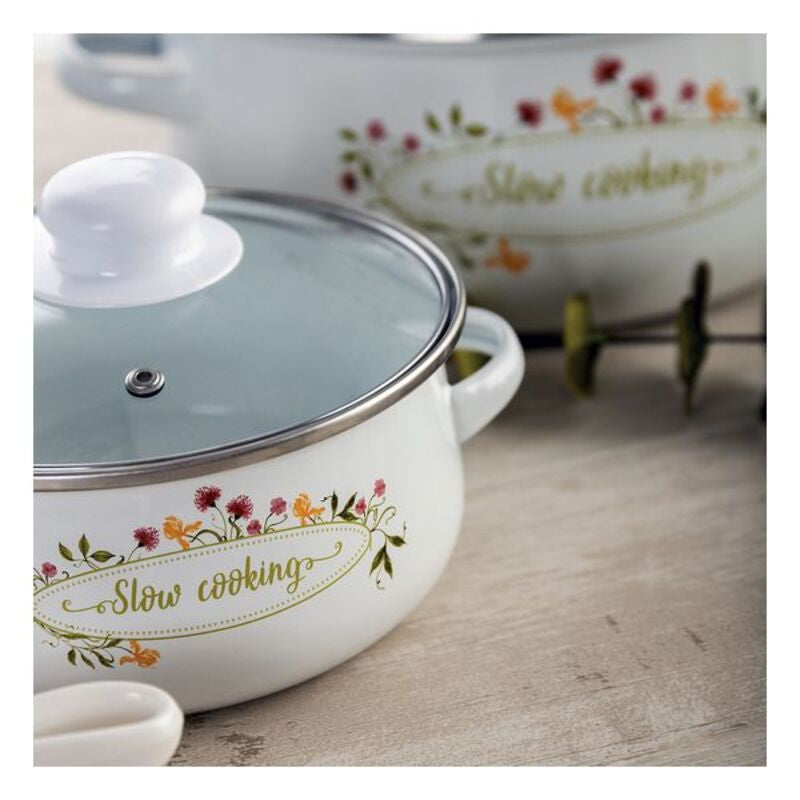 Quid Memory Casserole with Glass Lid Enameled Steel