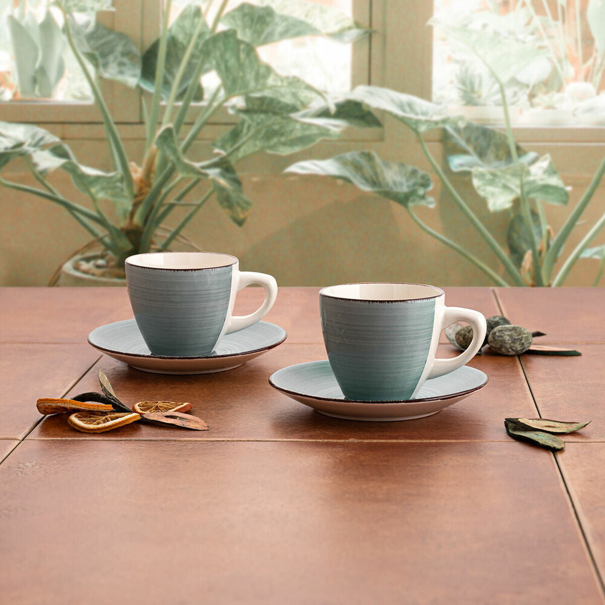 Set of 2 Hand Painted Pastel Blue Cups