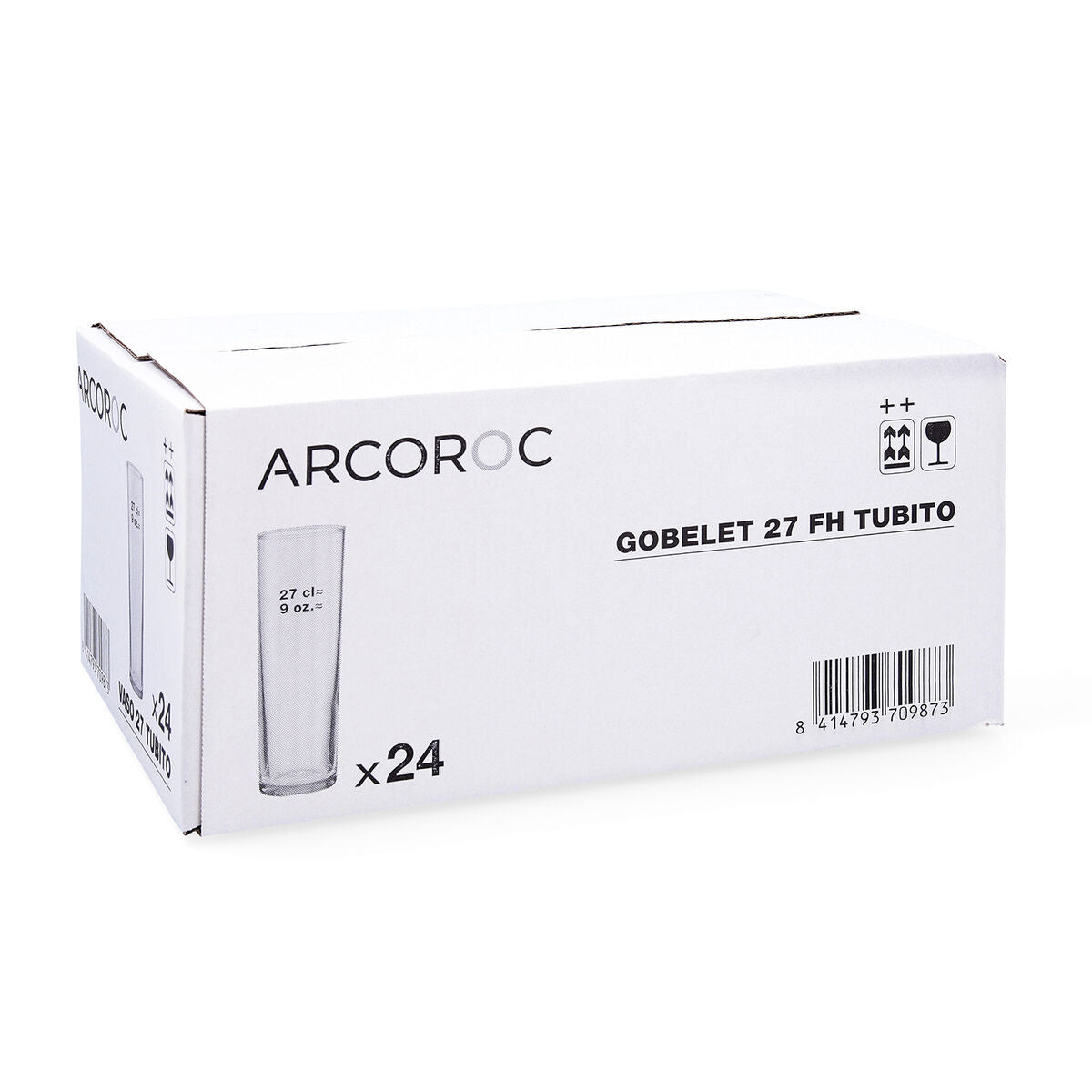 Set of Transparent Arcoroc Glasses Tube 24 Glass Units 270 ml