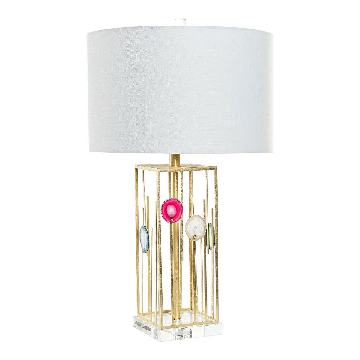 Table lamp DKD Home Decor White Polyester Metal Glass 220 V Gold 60 W (41 x 41 x 72 cm)