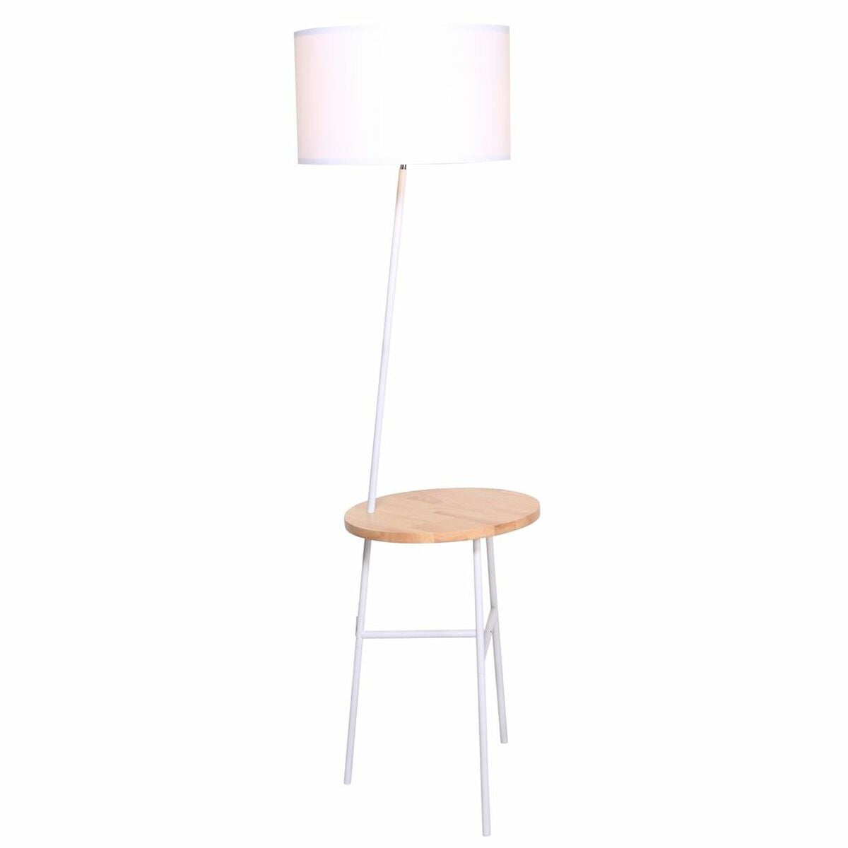 Luminária de chão DKD Home Decor Branco Marrom Poliéster Metal Pinho (40 x 65 x 152 cm)