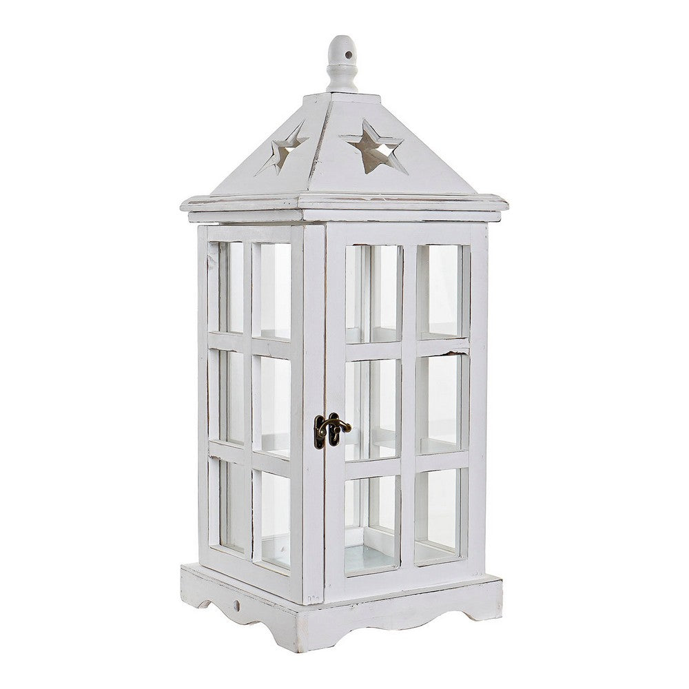 Lantern DKD Home Decor White Glass Pine (21 x 21 x 51 cm)