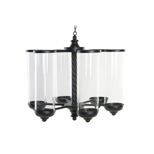 Castiçal de vidro de metal preto para decoração de casa DKD (53 x 53 x 52 cm)