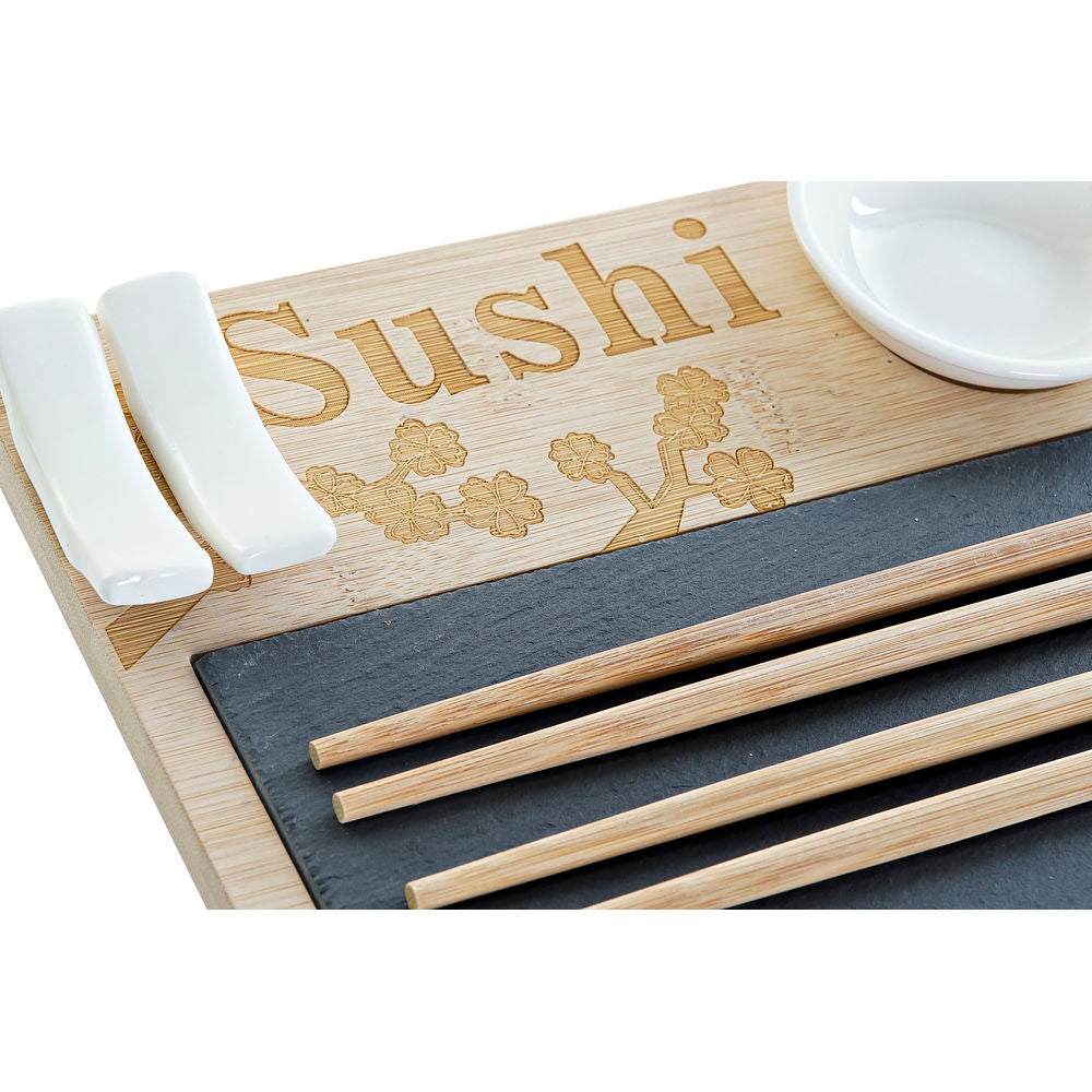 Set de Sushi DKD Home Decor Bambú Pizarra (9 pcs) (28,5 x 18,5 x 2,6 cm)