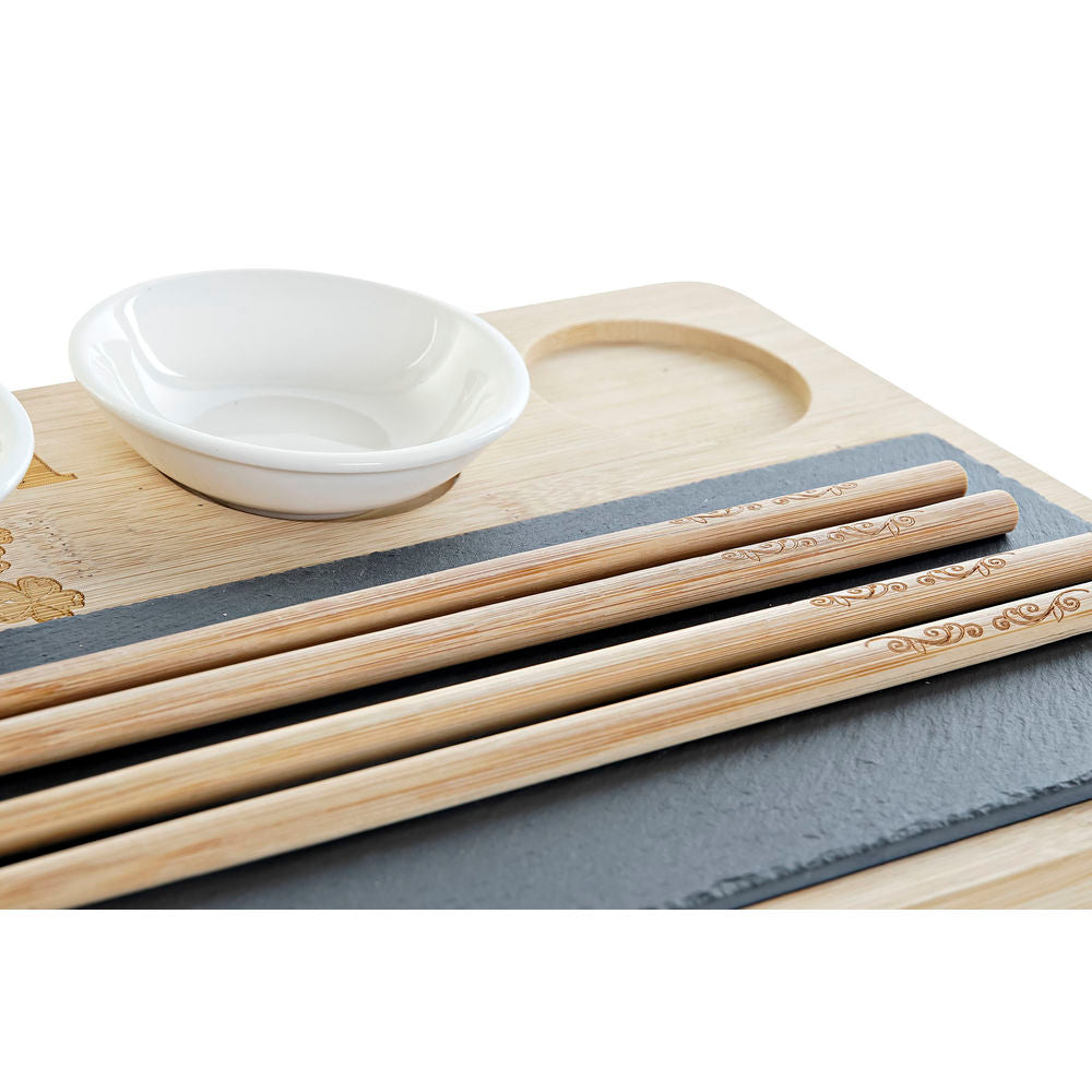 Sushi Set DKD Home Decor Bamboo Slate (9 pcs) (28.5 x 18.5 x 2.6 cm)