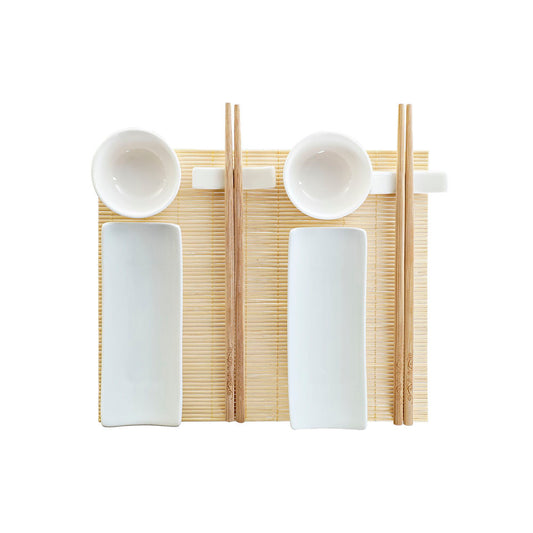 Conjunto de sushi DKD Home Decor Faiança de bambu (28,5 x 19,5 x 3,3 cm)