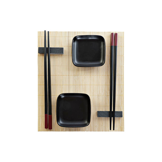 Conjunto de sushi DKD Home Decor Faiança de bambu (7 peças) (27,8 x 17,8 x 3 cm)