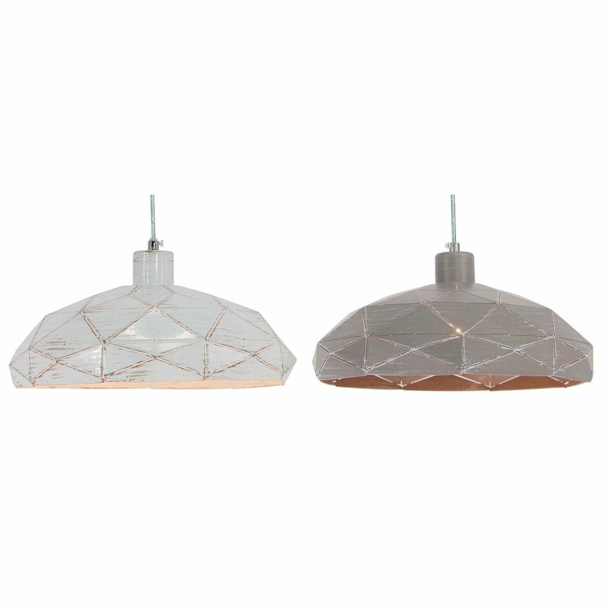 Ceiling Lamp DKD Home Decor Gray Metal White (32 x 32 x 11 cm) (2 pcs)