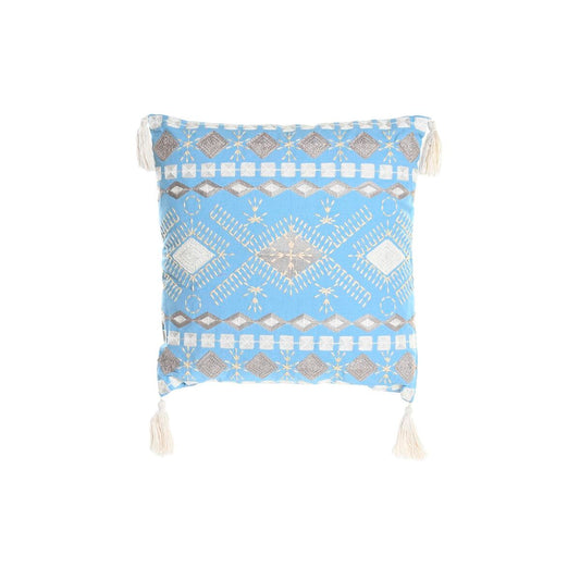 DKD Home Decor Cushion Blue Polyester Cotton Aluminum White (40 x 15 x 40 cm)