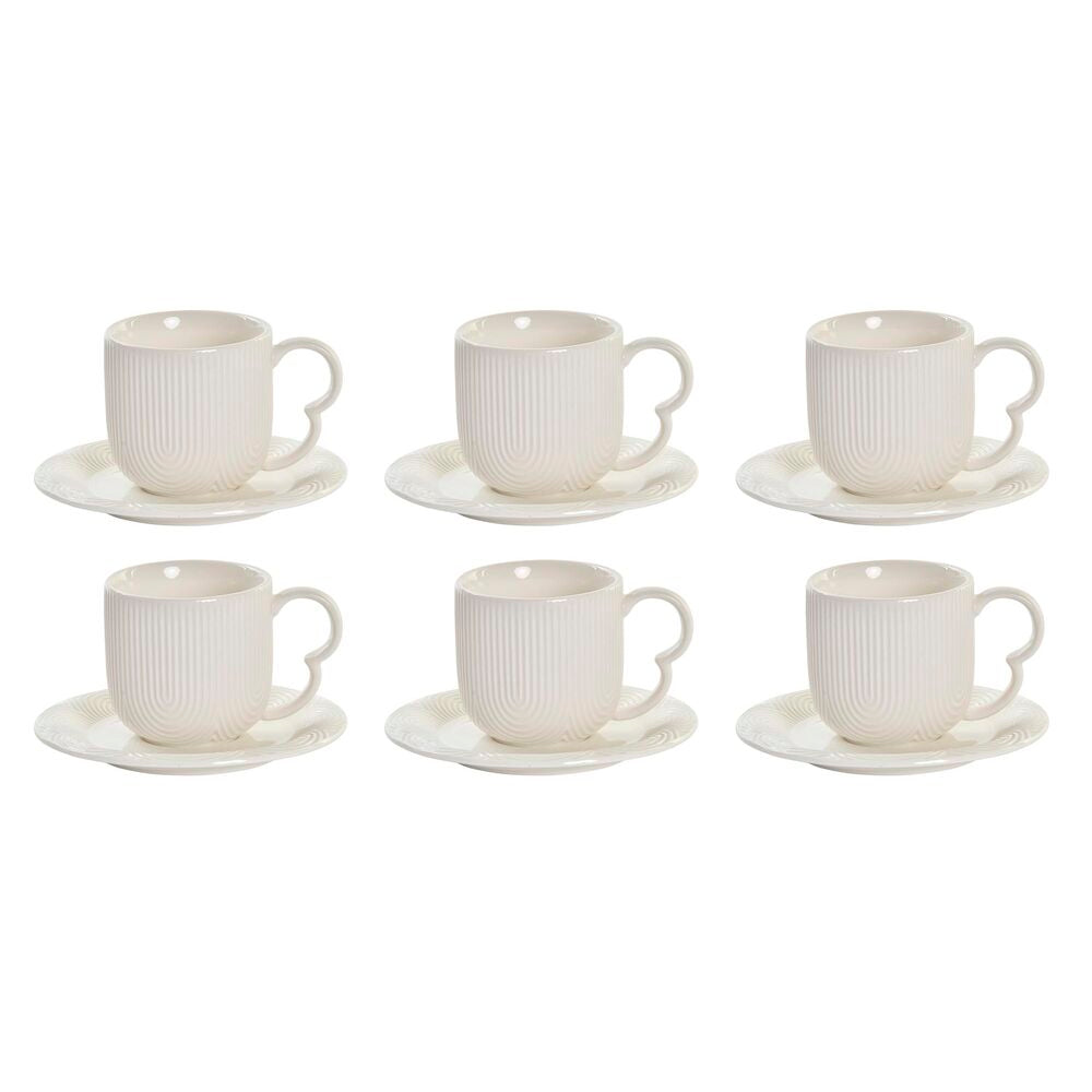 Pack of 6 Embossed Espresso Coffee Cups with Support 9 cl