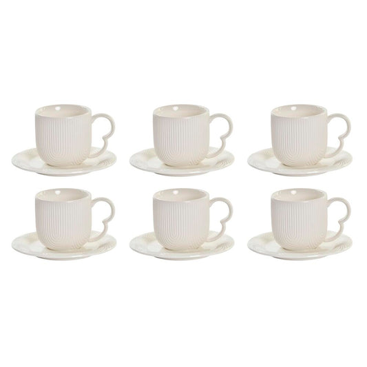 Pack of 6 Embossed Espresso Coffee Cups with Support 9 cl