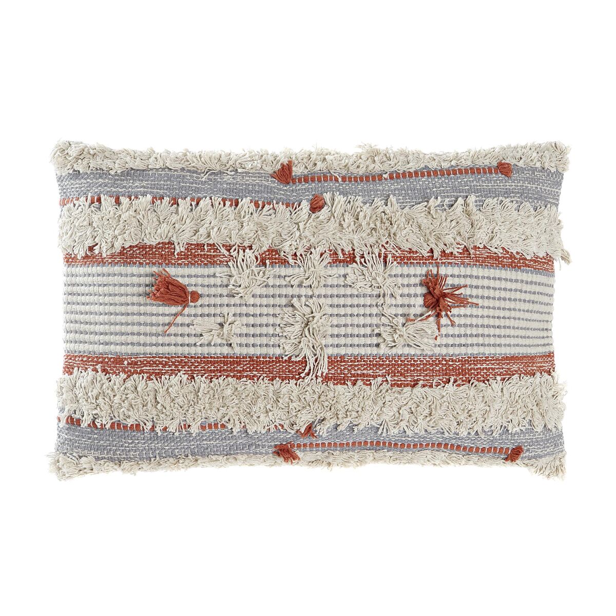 DKD Home Decor Cushion Orange Stripes Polyester Cotton Aluminum White Indian (60 x 15 x 40 cm)