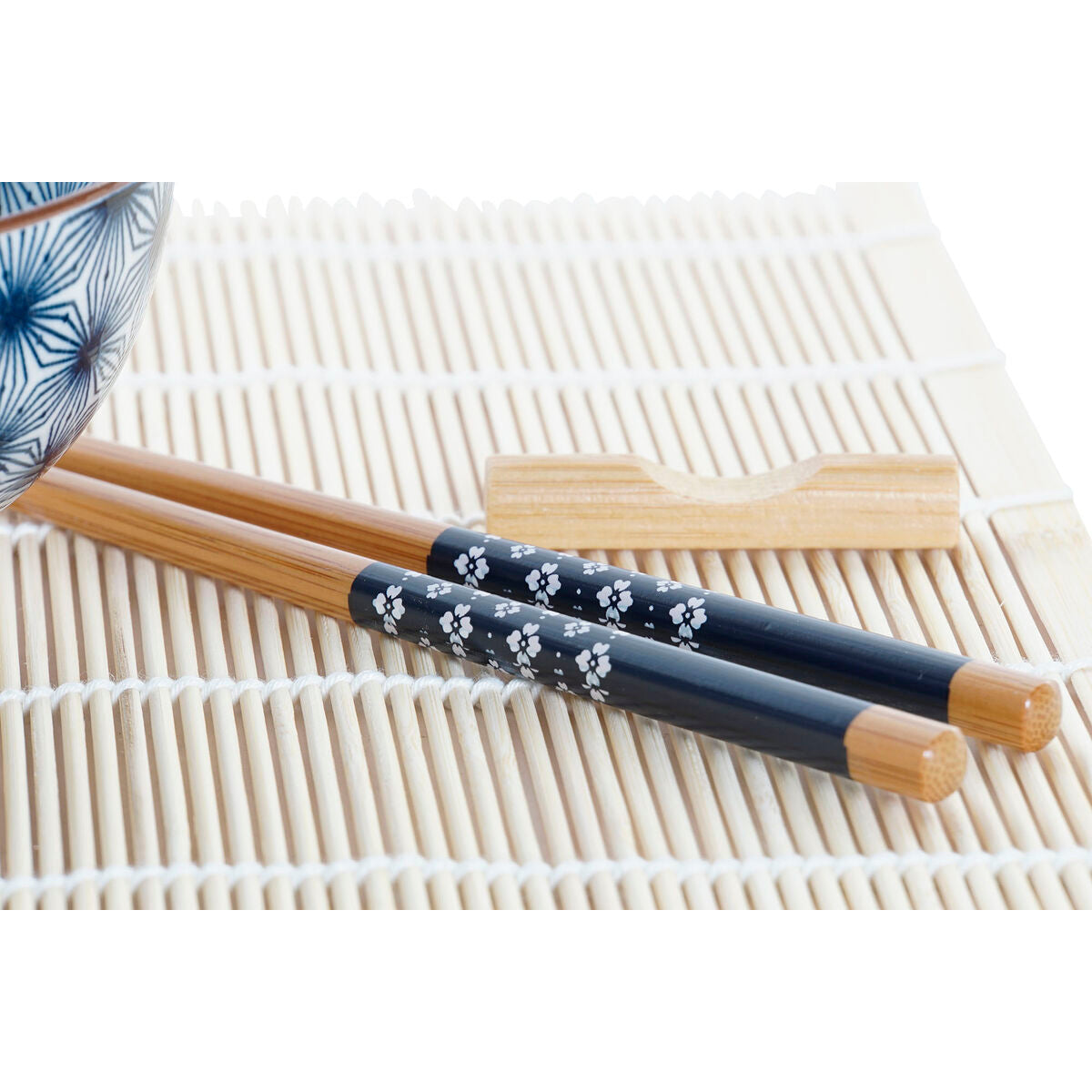 Sushi Set DKD Home Decor Blue Bamboo Stoneware (14.5 x 14.5 x 31 cm)