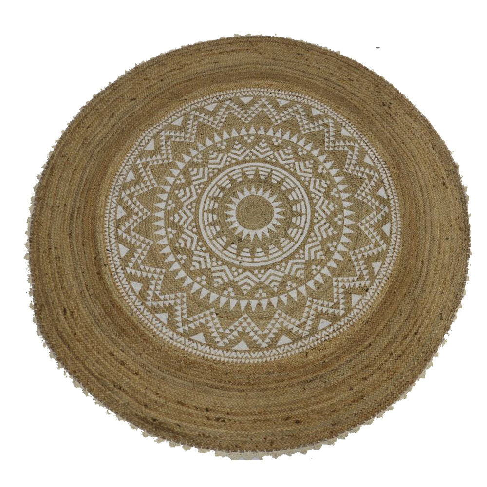 Natural Brown Mandala Rug (200 x 200 x 0.75 cm)