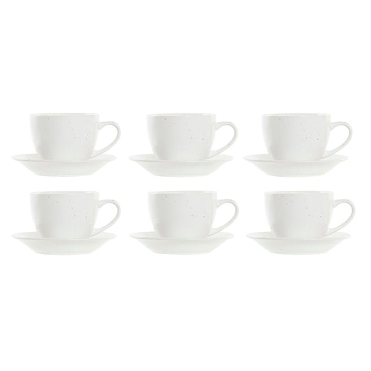 Set of 6 White Stoneware Mugs and Speckles 150ml with Hanger