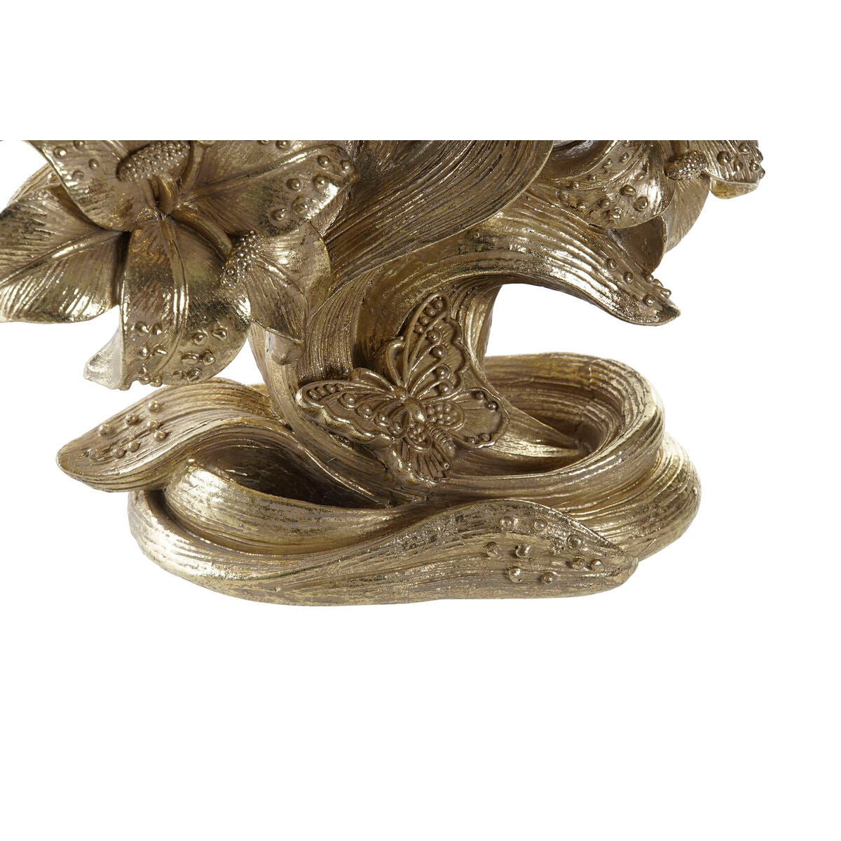 DKD Home Decor Golden Resin Flower Candlestick (26 x 12 x 23 cm)