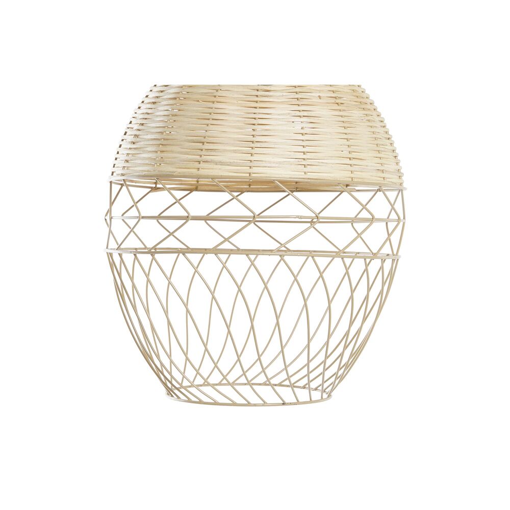 Ceiling Lamp DKD Home Decor Metal White Light Brown Rattan 50 W (30 x 30 x 38 cm)