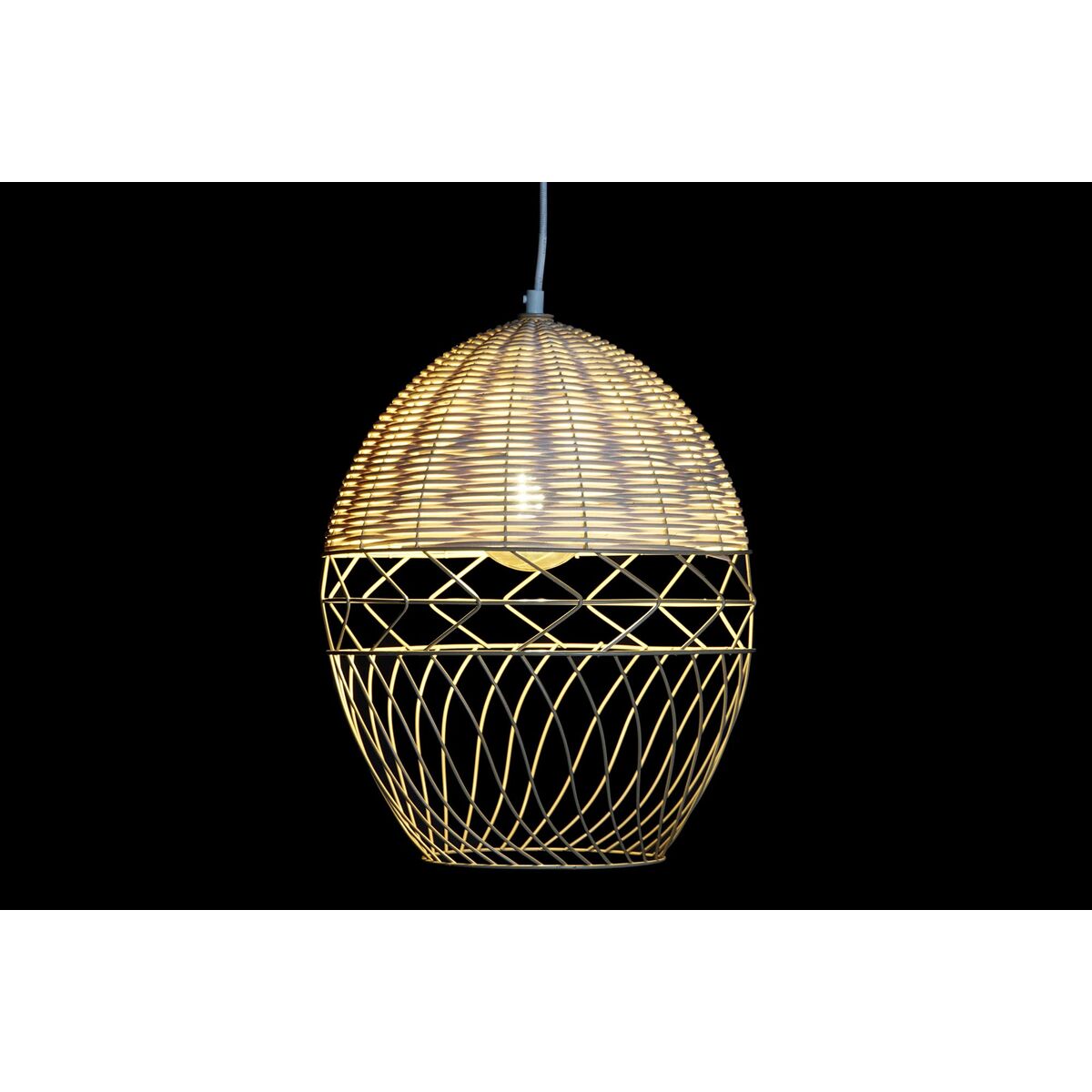 Ceiling Lamp DKD Home Decor Metal White Light Brown Rattan 50 W (30 x 30 x 38 cm)