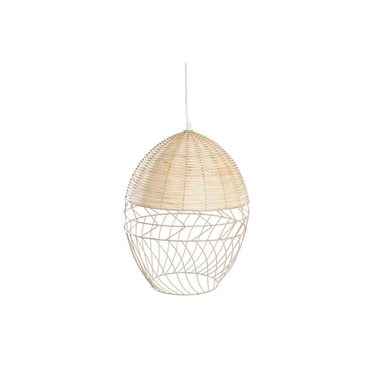 Ceiling Lamp DKD Home Decor Metal White Light Brown Rattan 50 W (30 x 30 x 38 cm)