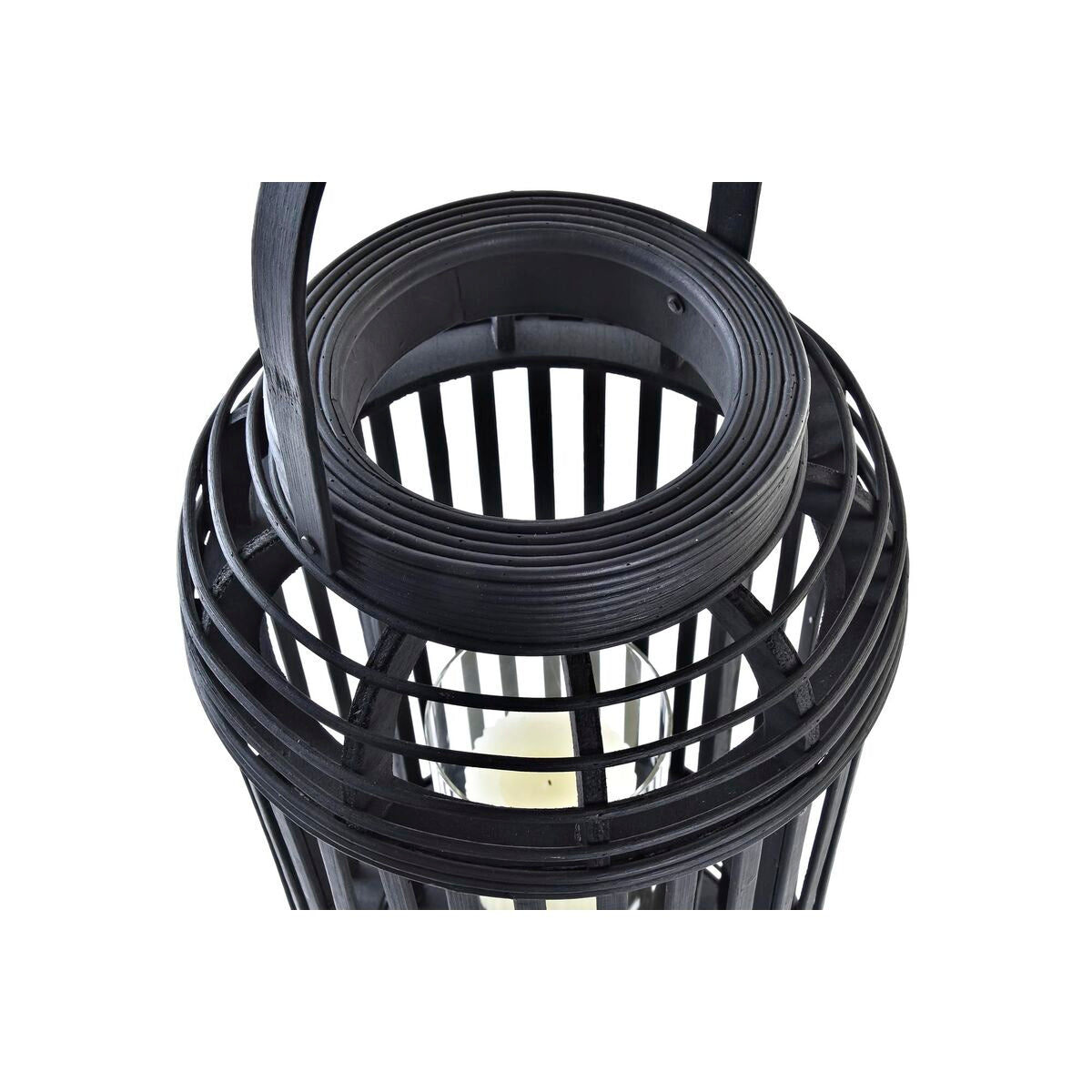 Lantern DKD Home Decor Glass Black Bamboo (24 x 24 x 51 cm)