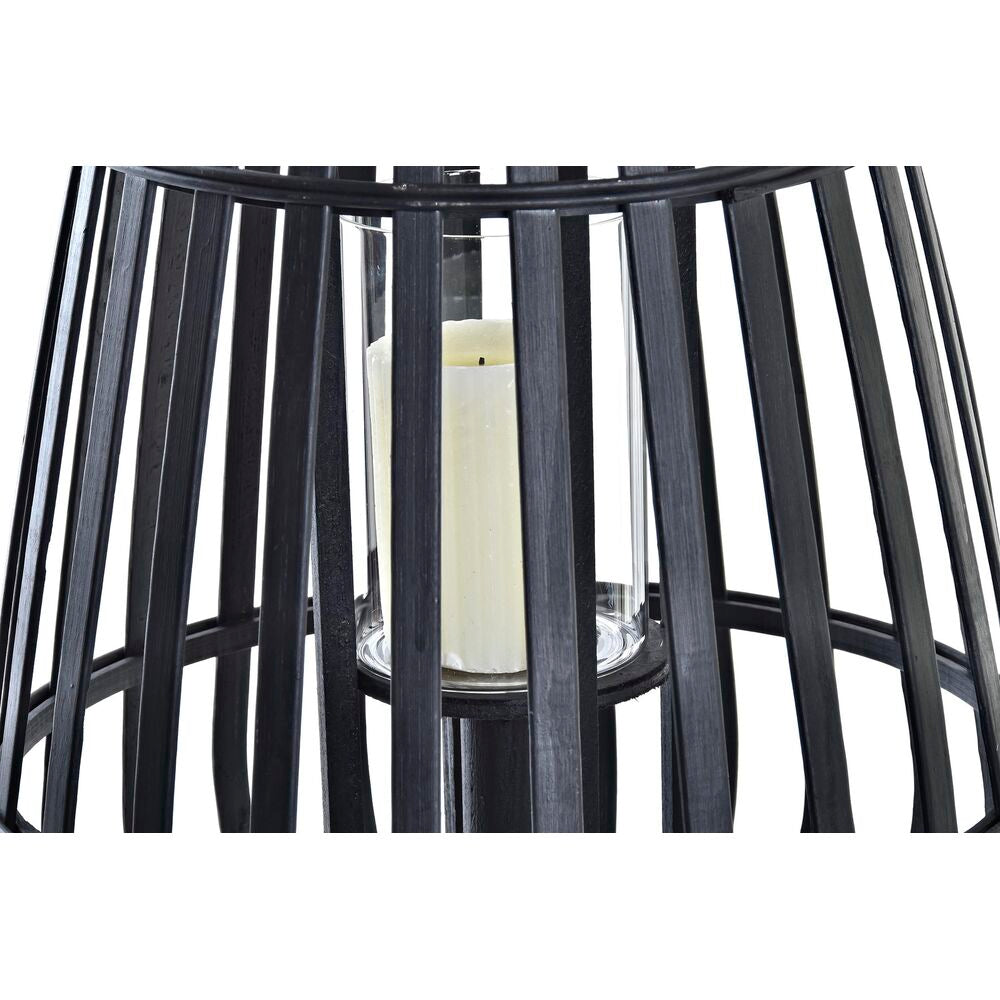 Lantern DKD Home Decor Glass Black Bamboo (35 x 35 x 60 cm)