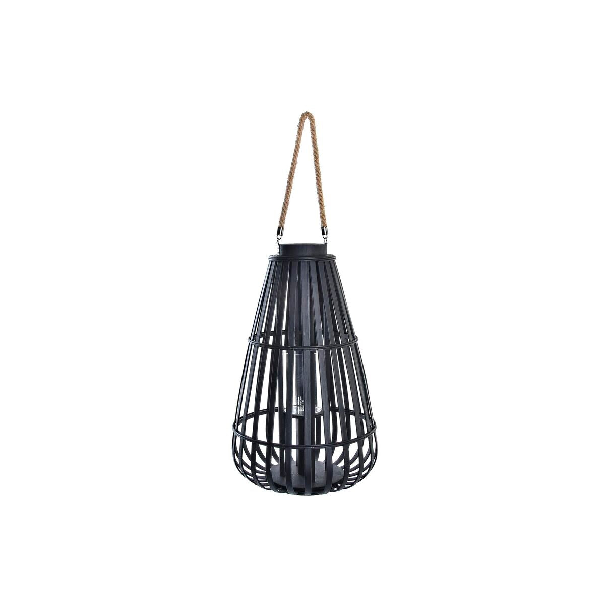 Lantern DKD Home Decor Glass Black Bamboo (35 x 35 x 60 cm)