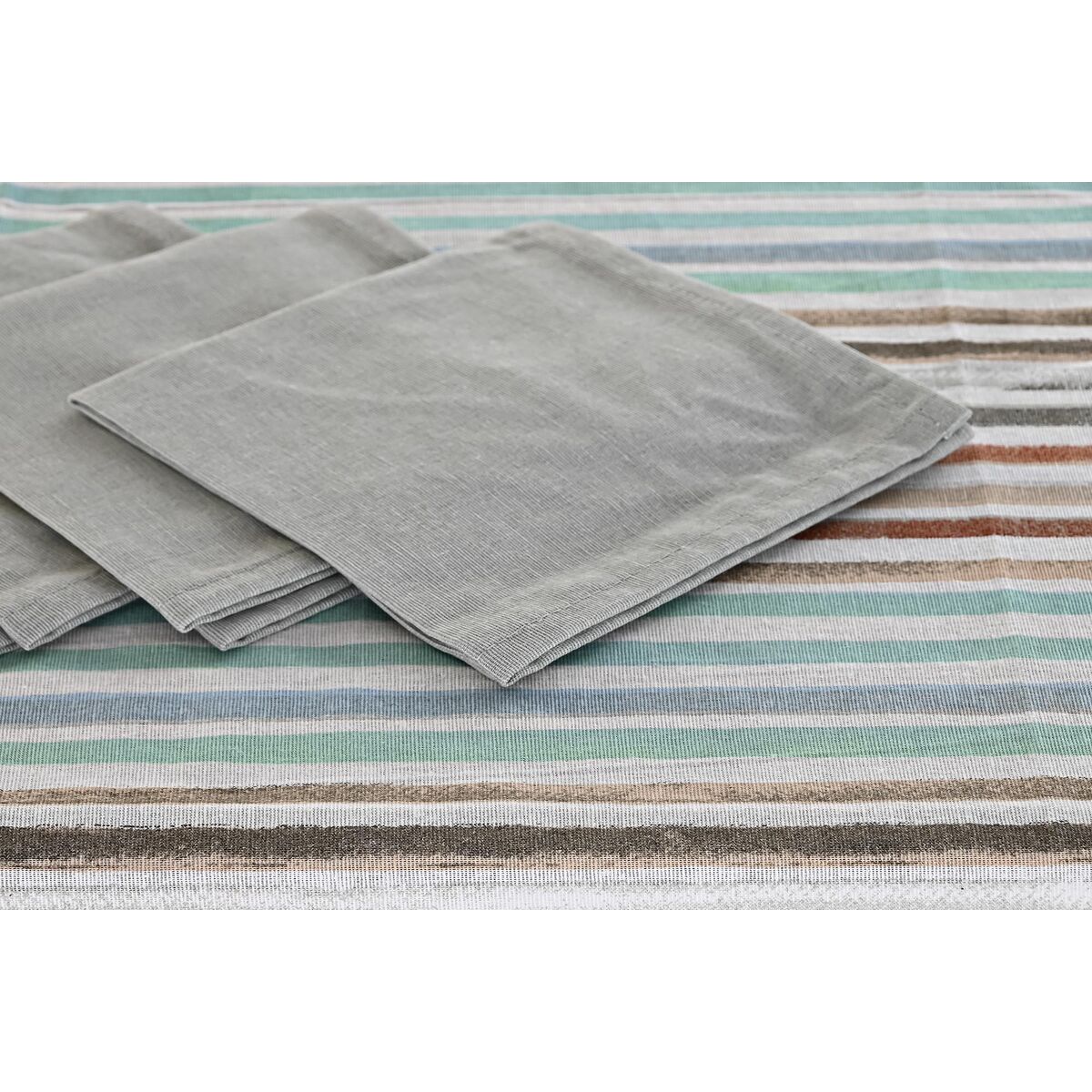 Tablecloth and napkins DKD Home Decor 5 Pieces 2 Cotton Units (150 x 150 x 0.5 cm)