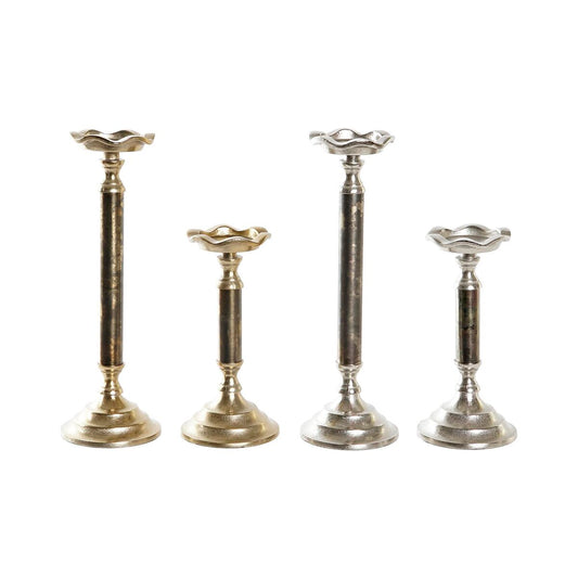 Candelabro DKD Home Decor 2 Piezas Aluminio Moderno (10 x 10 x 31,5 cm) (2 Unidades)