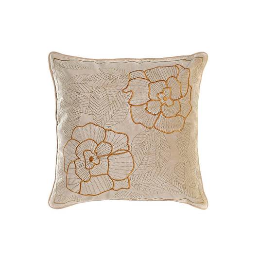 Cojín DKD Home Decor Dorado Poliéster Flores (45 x 10 x 45 cm)