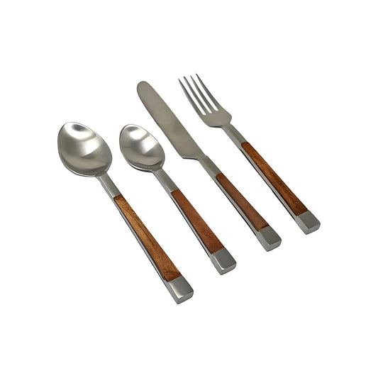 Natural Cutlery Silver Stainless Steel Acacia