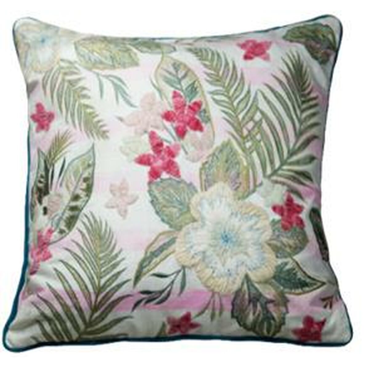 Capa de almofada DKD Home Decor Rosa Verde Tropical (60 x 1 x 40 cm)