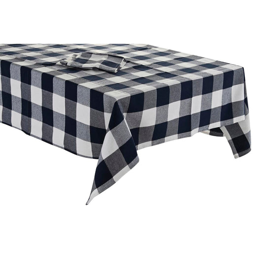 Tablecloth and napkins DKD Home Decor Blue Cotton White (150 x 150 x 0.5 cm)