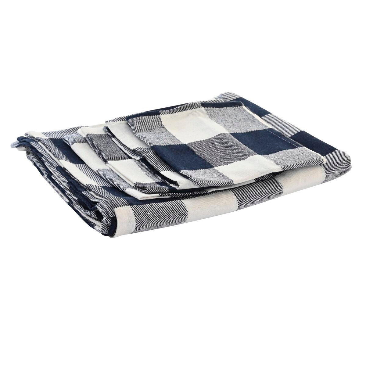 Tablecloth and napkins DKD Home Decor Blue Cotton White (250 x 150 x 0.5 cm)