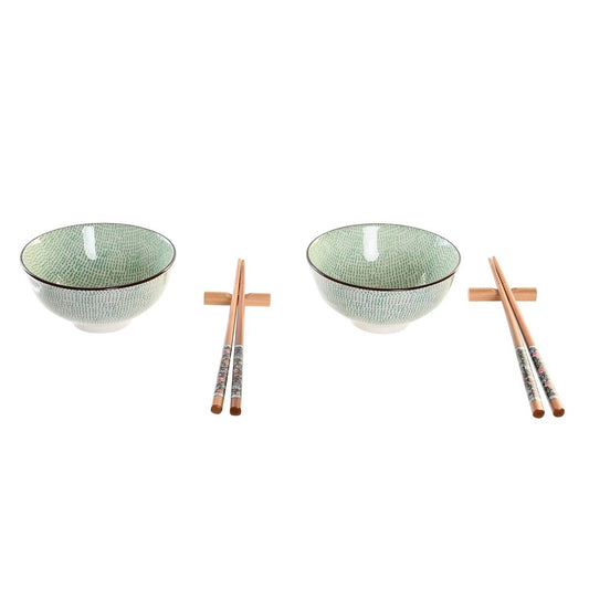 Sushi Set DKD Home Decor Green Sky Blue Bamboo Stoneware Oriental (6 Pieces)