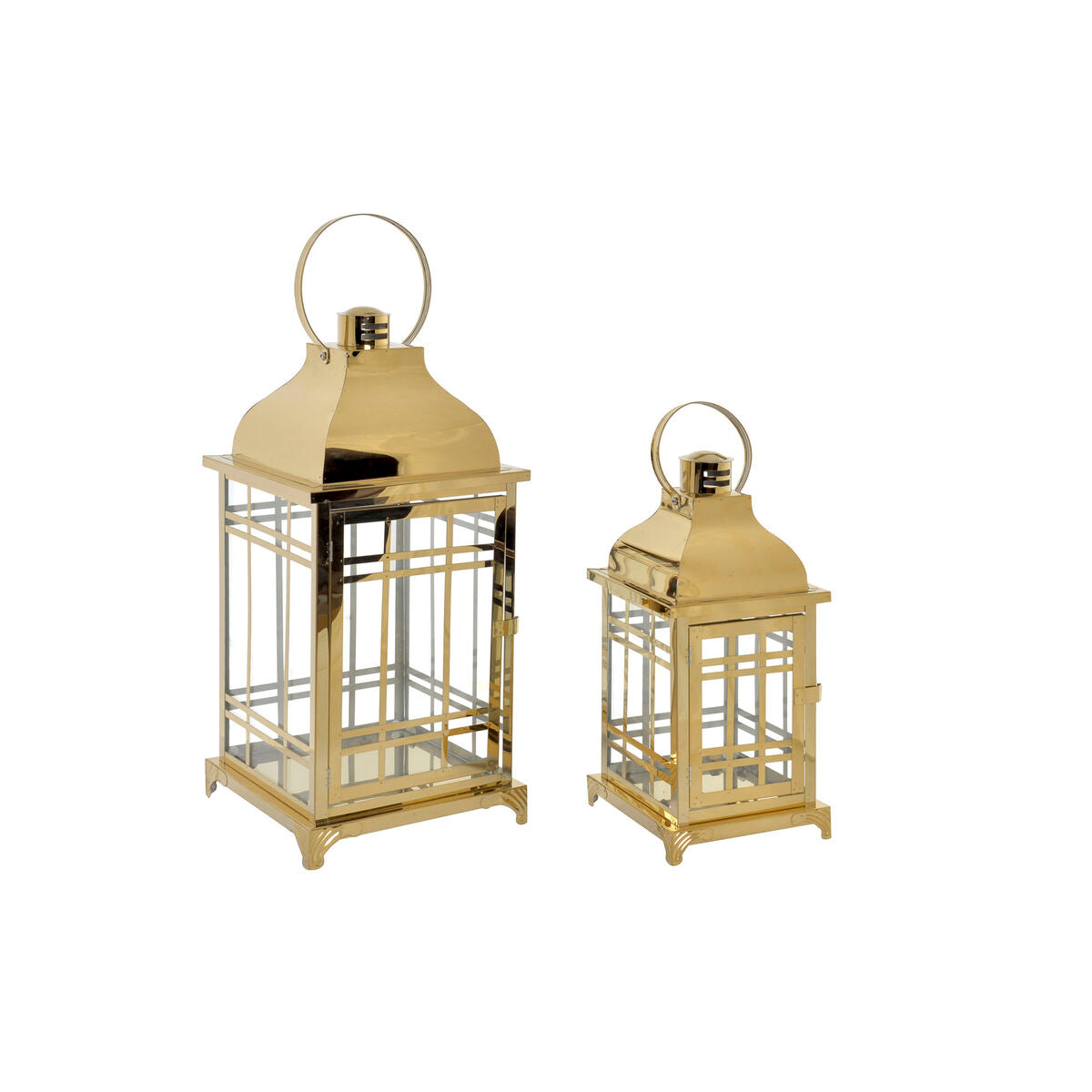 Postes de luz DKD Home Decor Vidro Dourado Metal (22 x 22 x 57 cm) (22 x 22 x 49 cm)