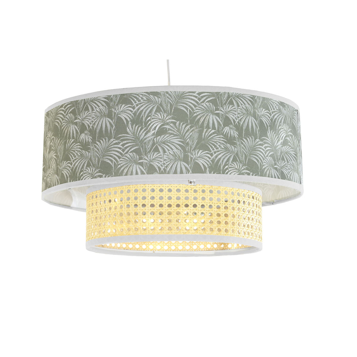 Ceiling Lamp DKD Home Decor Natural Black Polyester White Green 40 W 50 W (46 x 46 x 25 cm)