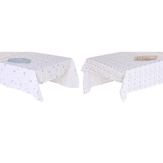 Toalha de mesa e guardanapos DKD Home Decor Azul Marrom Branco (150 x 150 x 0,5 cm) (2 unidades)