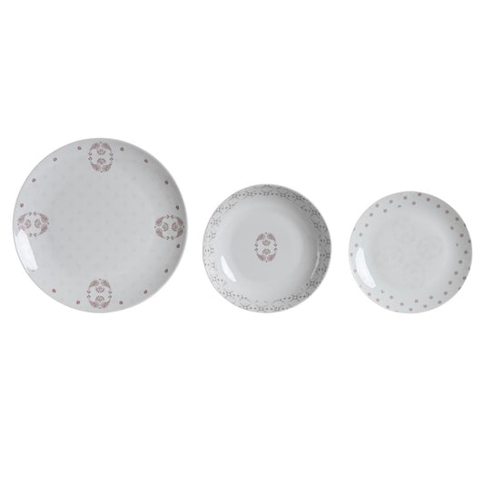 Dinnerware Set DKD Home Decor Porcelain Pink White 27 x 27 x 3 cm 18 Pieces