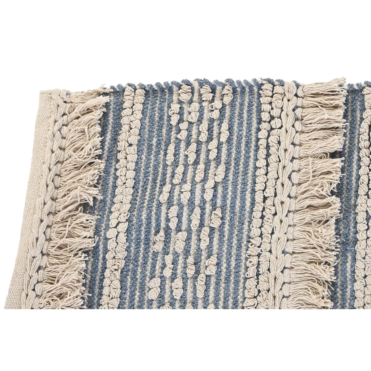 Tapete para decoração de casa DKD 180 x 120 x 2 cm algodão azul boho branco