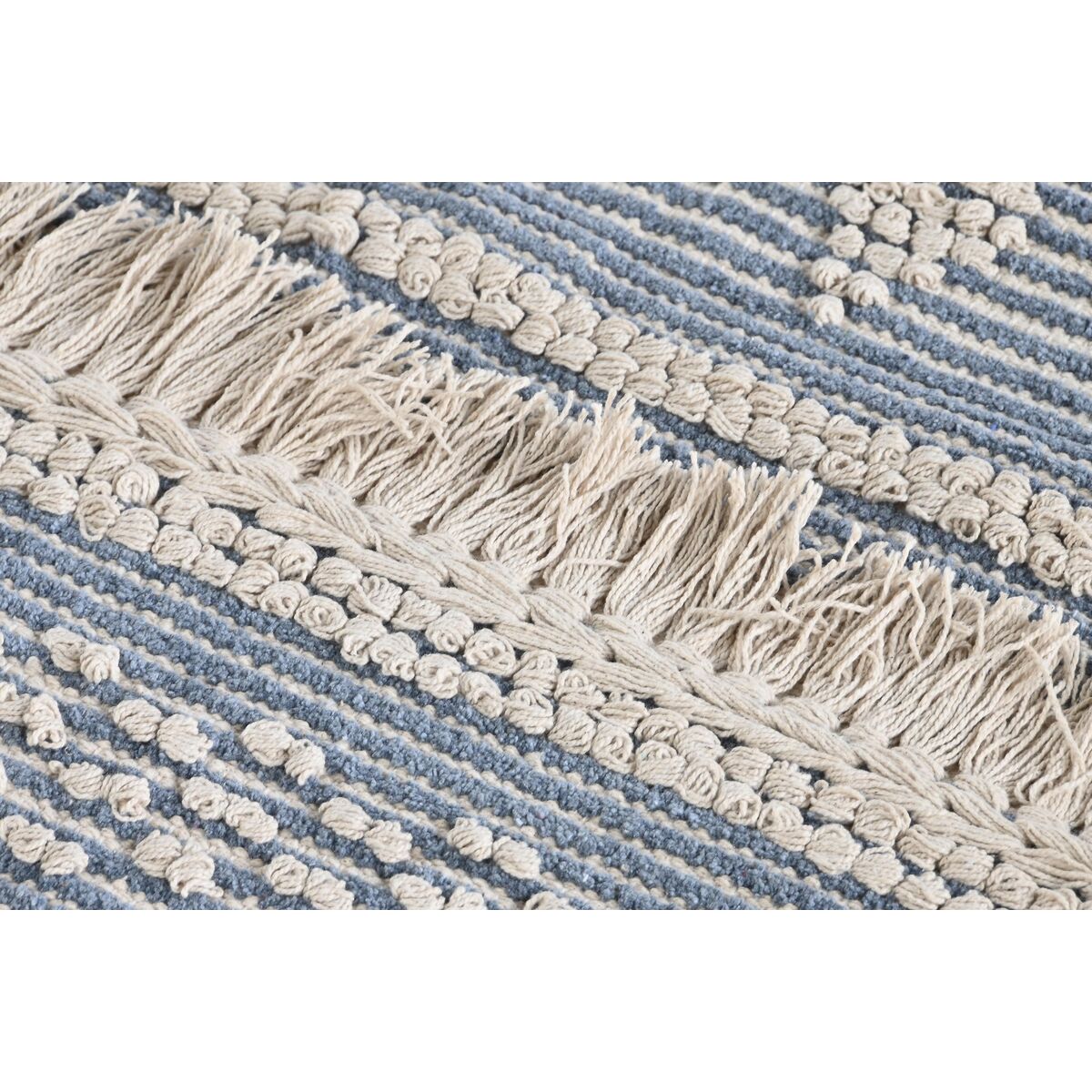 Tapete para decoração de casa DKD 180 x 120 x 2 cm algodão azul boho branco