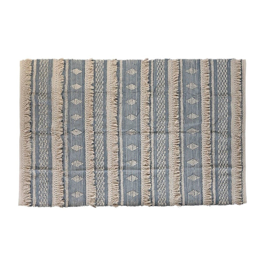 Tapete para decoração de casa DKD 230 x 160 x 2 cm algodão azul boho branco