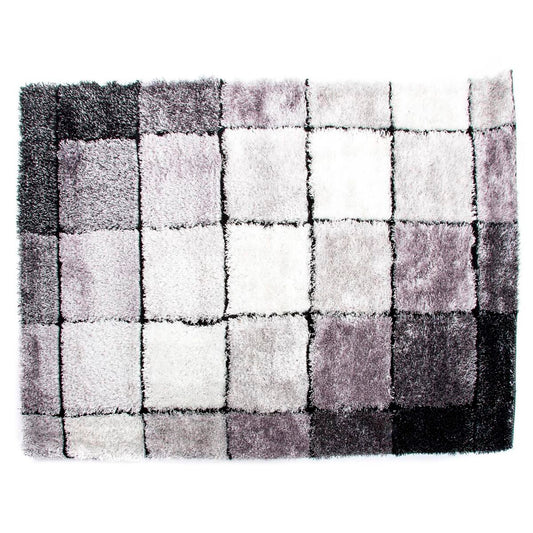 Carpet DKD Home Decor Black Polyester White Checkered 120 x 180 x 2 cm